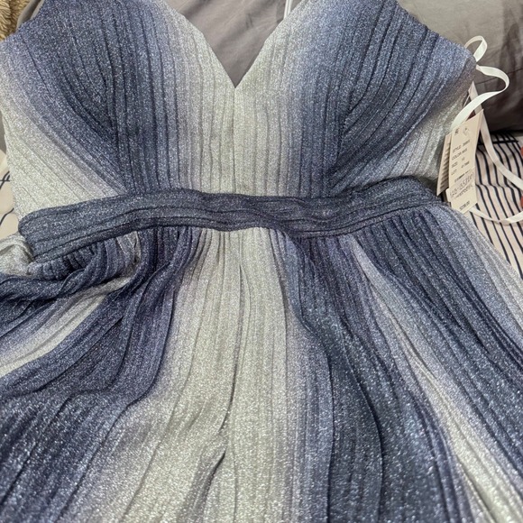 AQUA Cocktail‎ Mini Dress Medium Metallic Gradient Ombre Spaghetti Strap V-Neck - Picture 10 of 13